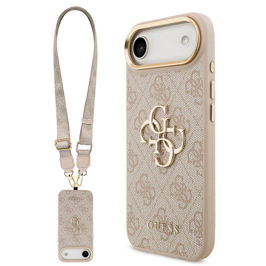 iPhone 17 Air Kılıf Guess Orjinal Lisanslı 4G Büyük Metal Logolu Kalın Askılı Kılıf