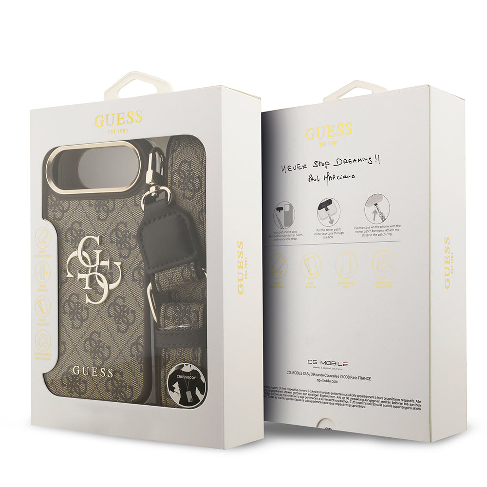 iPhone 17 Air Kılıf Guess Orjinal Lisanslı 4G Büyük Metal Logolu Kalın Askılı Kılıf