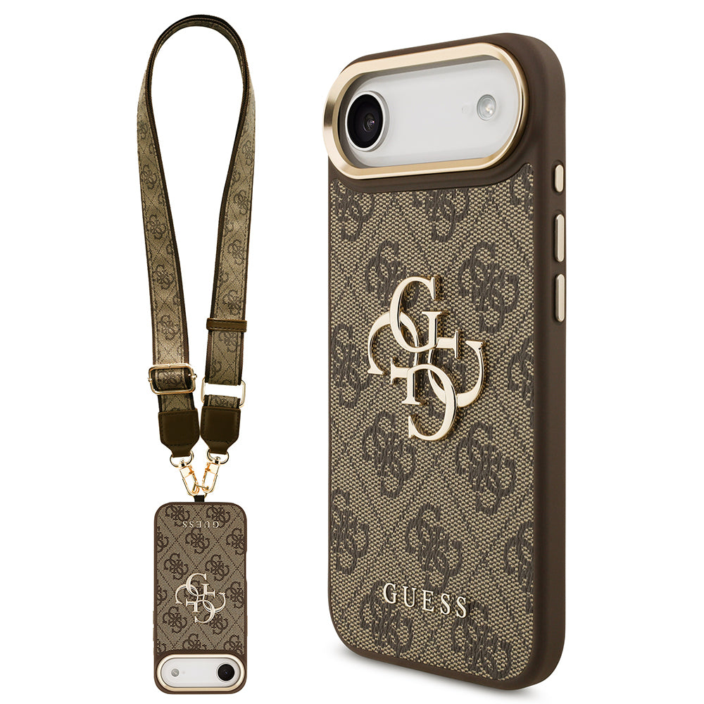 iPhone 17 Air Kılıf Guess Orjinal Lisanslı 4G Büyük Metal Logolu Kalın Askılı Kılıf