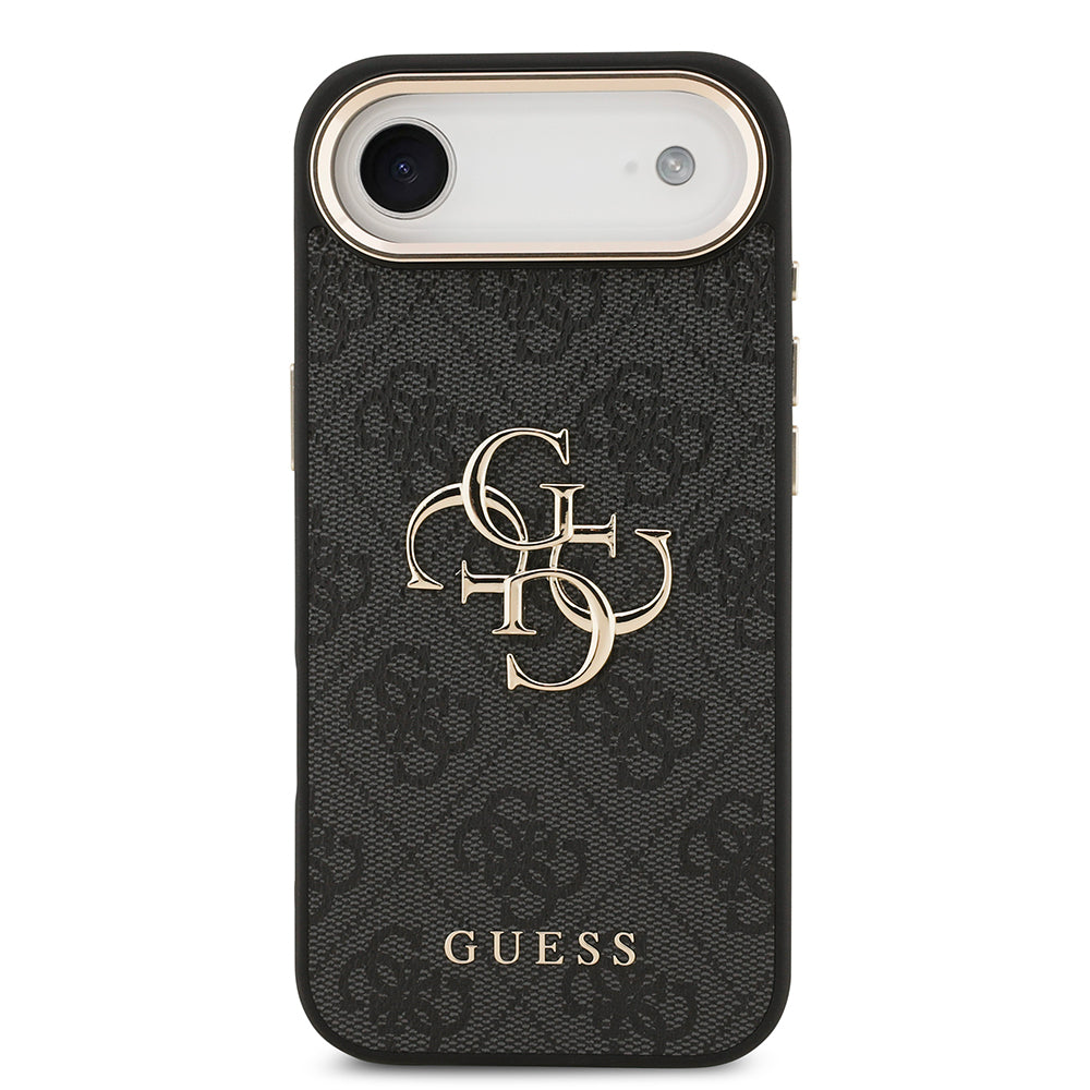 iPhone 17 Air Kılıf Guess Orjinal Lisanslı Gold Metal Kamera Çerçeveli 4G Desenli Metal Büyük 4G ve Yazı Logolu Kılıf