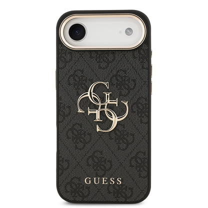 iPhone 17 Air Kılıf Guess Orjinal Lisanslı Gold Metal Kamera Çerçeveli 4G Desenli Metal Büyük 4G ve Yazı Logolu Kılıf