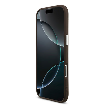 iPhone 17 Air Kılıf Guess Orjinal Lisanslı Gümüş Metal Kamera Çerçeveli 4G Desenli Metal Büyük 4G ve Yazı Logolu Kılıf