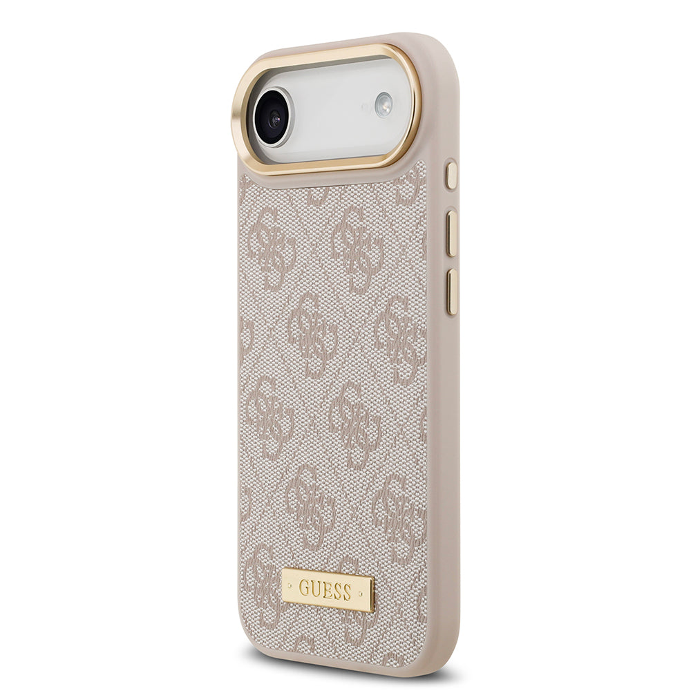 iPhone 17 Air Kılıf Guess Orjinal Lisanslı M-safe Şarj Özellikli 4G Desenli PU Metal Plaka Klasik Logolu Kılıf