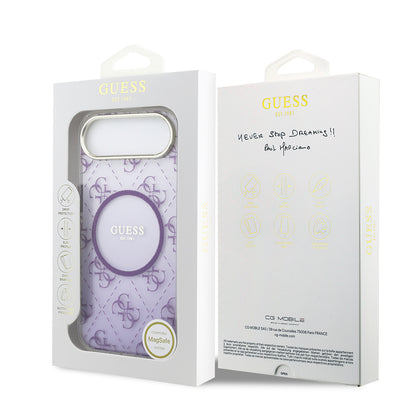 iPhone 17 Air Kılıf Guess Orjinal Lisanslı M-safe Şarj Özellikli 4G Desenli Simli Silikon Kılıf