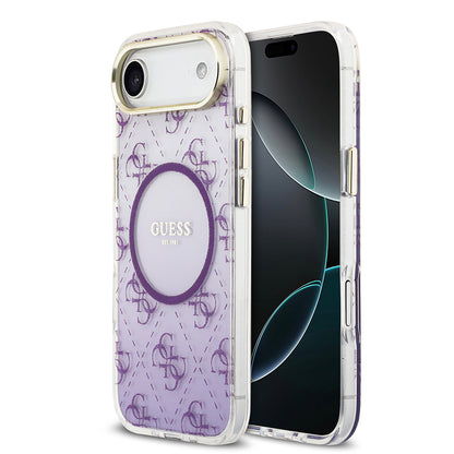 iPhone 17 Air Kılıf Guess Orjinal Lisanslı M-safe Şarj Özellikli 4G Desenli Simli Silikon Kılıf