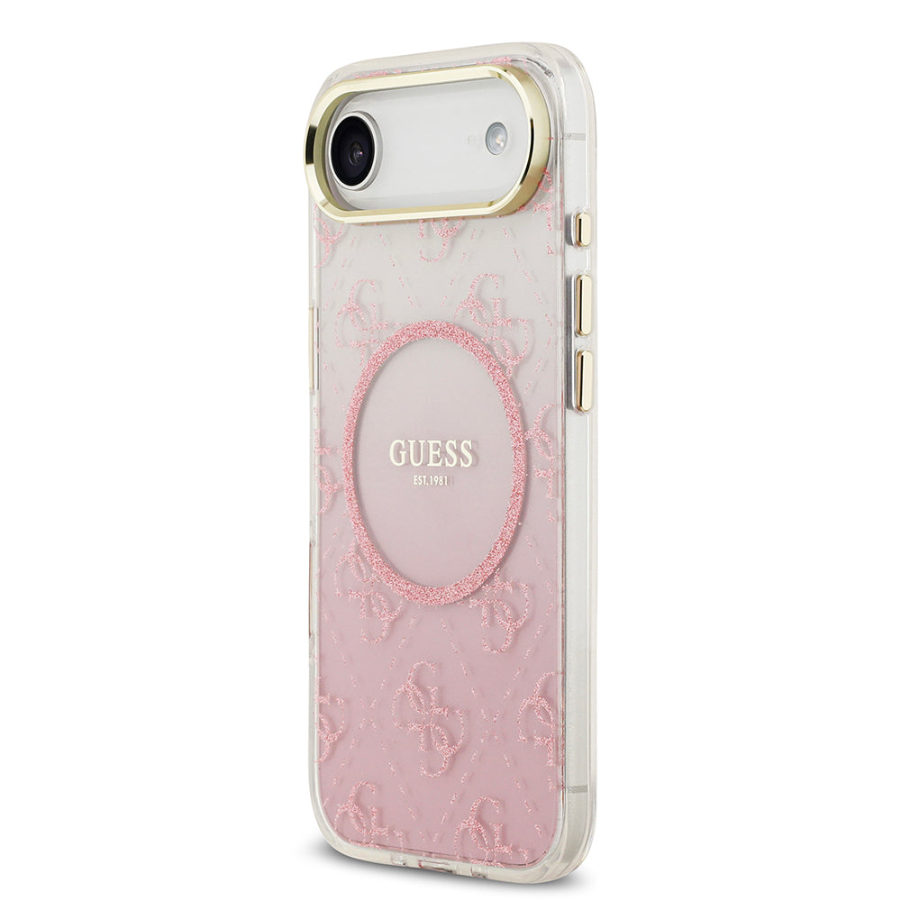 iPhone 17 Air Kılıf Guess Orjinal Lisanslı M-safe Şarj Özellikli 4G Desenli Simli Silikon Kılıf