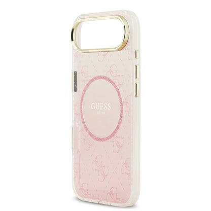 iPhone 17 Air Kılıf Guess Orjinal Lisanslı M-safe Şarj Özellikli 4G Desenli Simli Silikon Kılıf