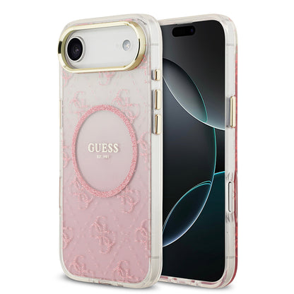 iPhone 17 Air Kılıf Guess Orjinal Lisanslı M-safe Şarj Özellikli 4G Desenli Simli Silikon Kılıf