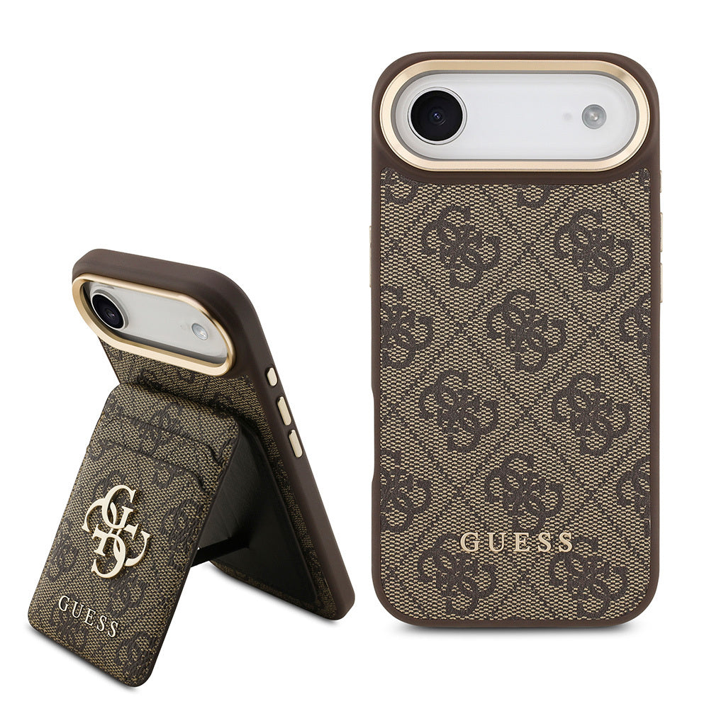 iPhone 17 Air Kılıf Guess Orjinal Lisanslı M-safe Şarj Özellikli 4G Metal Büyük Logolu Kartlıklı Kılıf