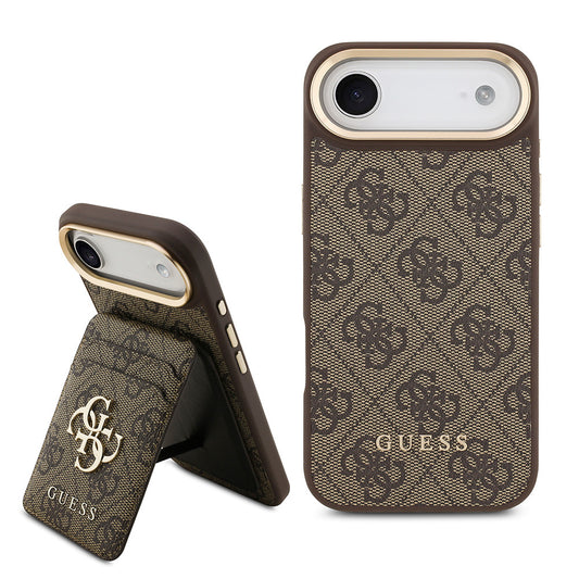 iPhone 17 Air Kılıf Guess Orjinal Lisanslı M-safe Şarj Özellikli 4G Metal Büyük Logolu Kartlıklı Kılıf