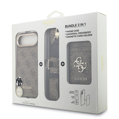 iPhone 17 Air Kılıf Guess Orjinal Lisanslı M-safe Şarj Özellikli Askılı ve 4G Logo Kartlıklı Kılıf