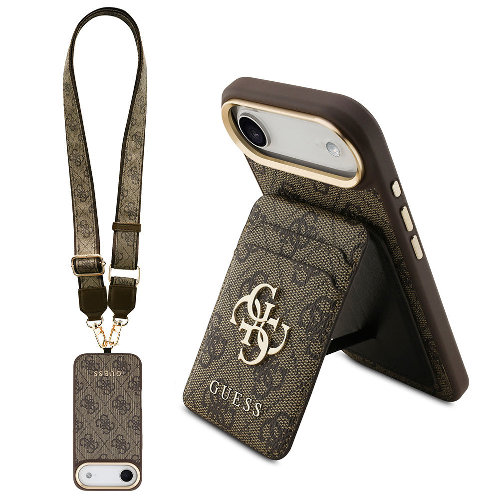 iPhone 17 Air Kılıf Guess Orjinal Lisanslı M-safe Şarj Özellikli Askılı ve 4G Logo Kartlıklı Kılıf