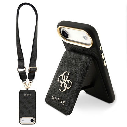 iPhone 17 Air Kılıf Guess Orjinal Lisanslı M-safe Şarj Özellikli Askılı ve 4G Logo Kartlıklı Kılıf