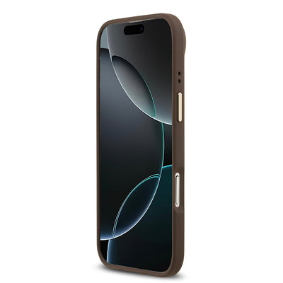 Apple iPhone 17 Air Kılıf Guess Orjinal Lisanslı M-safe Şarj Özellikli Gold Metal Kamera Çerçeveli PU Deri 4G Desenli Yazı Logolu Kapak Mavi