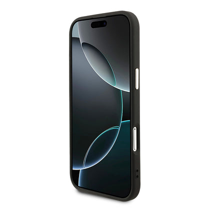 iPhone 17 Air Kılıf Guess Orjinal Lisanslı M-safe Şarj Özellikli Gold Metal Kamera Çerçeveli Taşlı Üçgen Logo 4G Desenli Kılıf