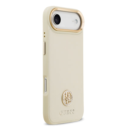 iPhone 17 Air Kılıf Guess Orjinal Lisanslı M-safe Şarj Özellikli Grained Yazı ve Taşlı 4G Logolu Kılıf