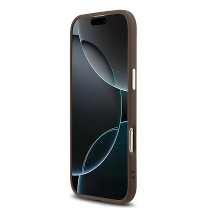 iPhone 17 Air Kılıf Guess Orjinal Lisanslı M-safe Şarj Özellikli Gümüş Metal Kamera Çerçeveli Üçgen Logo 4G Desenli Kılıf