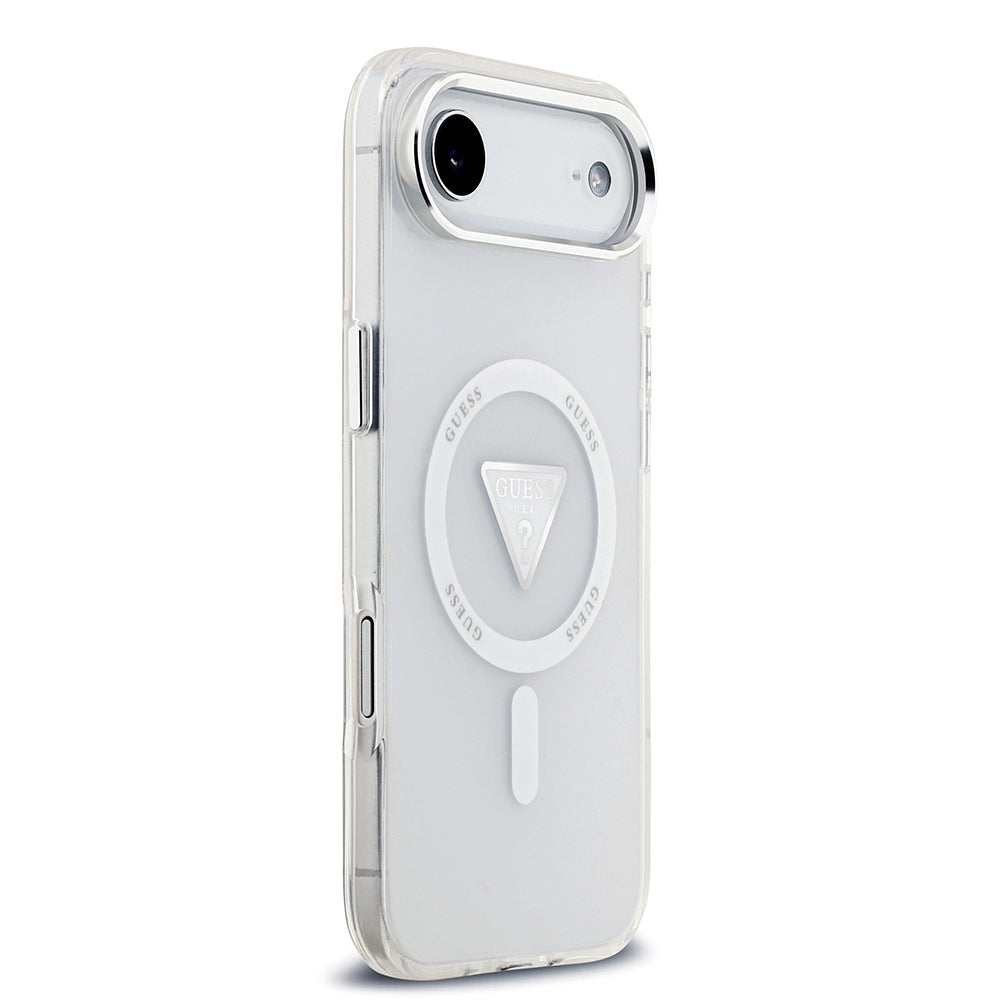 iPhone 17 Air Kılıf Guess Orjinal Lisanslı M-safe Şarj Özellikli IML Baskılı Üçgen Logolu Metal Kamera Çerçeveli Kılıf