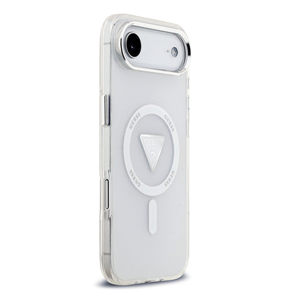 iPhone 17 Air Kılıf Guess Orjinal Lisanslı M-safe Şarj Özellikli IML Baskılı Üçgen Logolu Metal Kamera Çerçeveli Kılıf