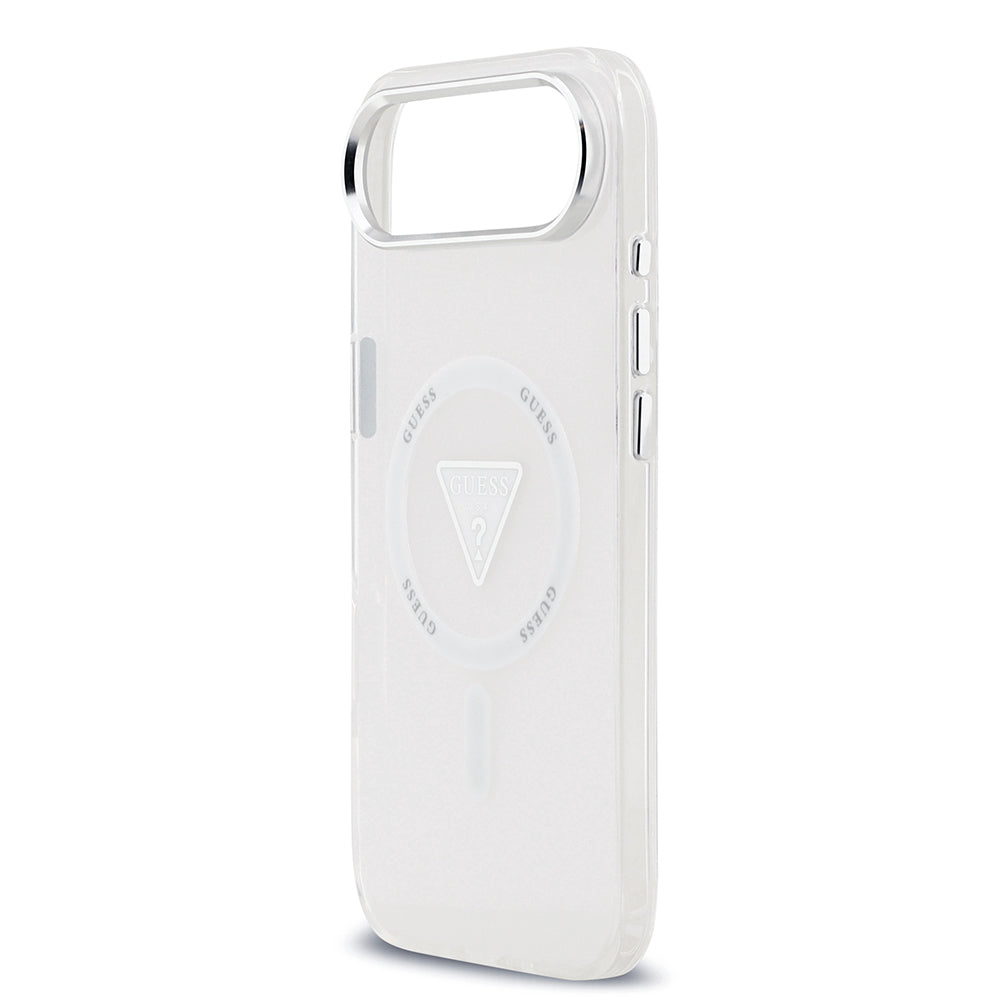 iPhone 17 Air Kılıf Guess Orjinal Lisanslı M-safe Şarj Özellikli IML Baskılı Üçgen Logolu Metal Kamera Çerçeveli Kılıf