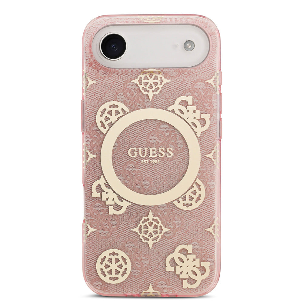 iPhone 17 Air Kılıf Guess Orjinal Lisanslı M-safe Şarj Özellikli IML Peony ve 4G Desenli Klasik Logolu Kılıf