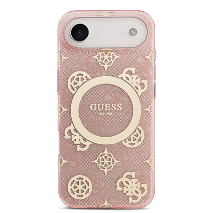 iPhone 17 Air Kılıf Guess Orjinal Lisanslı M-safe Şarj Özellikli IML Peony ve 4G Desenli Klasik Logolu Kılıf