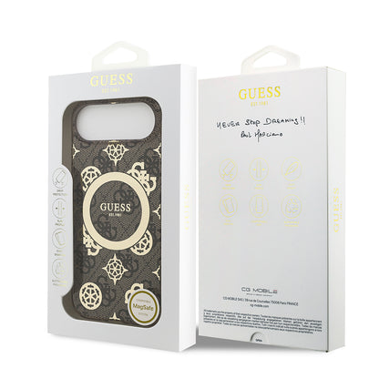 iPhone 17 Air Kılıf Guess Orjinal Lisanslı M-safe Şarj Özellikli IML Peony ve 4G Desenli Klasik Logolu Kılıf