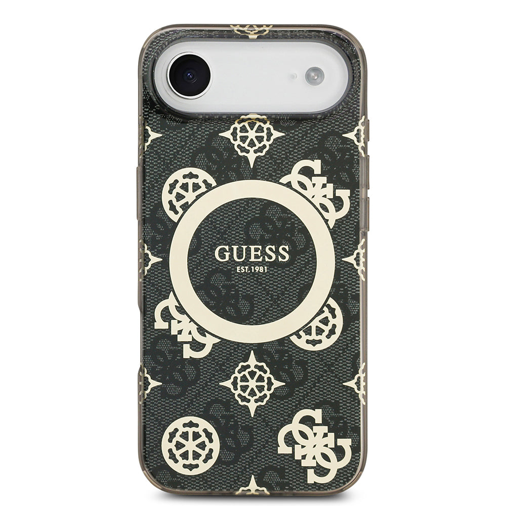 iPhone 17 Air Kılıf Guess Orjinal Lisanslı M-safe Şarj Özellikli IML Peony ve 4G Desenli Klasik Logolu Kılıf
