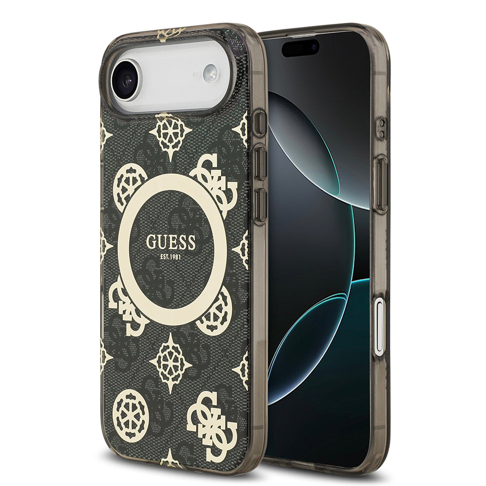 iPhone 17 Air Kılıf Guess Orjinal Lisanslı M-safe Şarj Özellikli IML Peony ve 4G Desenli Klasik Logolu Kılıf