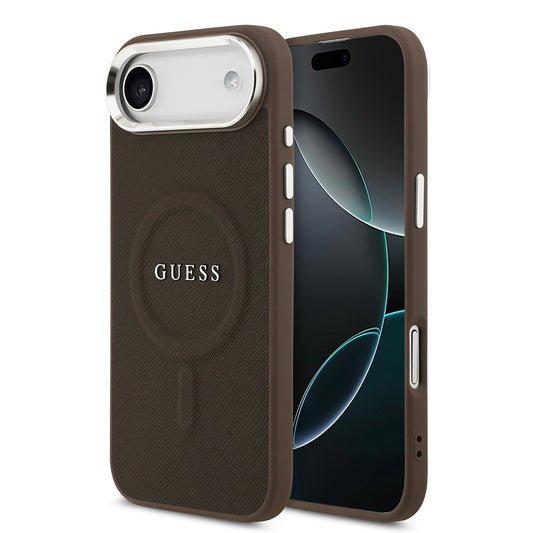 iPhone 17 Air Kılıf Guess Orjinal Lisanslı M-safe Şarj Özellikli Klasik Yazı Logolu PU Deri Kılıf