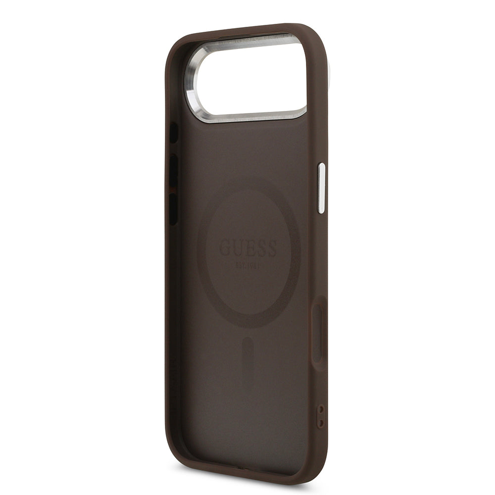 iPhone 17 Air Kılıf Guess Orjinal Lisanslı M-safe Şarj Özellikli Klasik Yazı Logolu PU Deri Kılıf