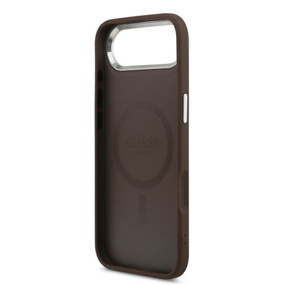 iPhone 17 Air Kılıf Guess Orjinal Lisanslı M-safe Şarj Özellikli Klasik Yazı Logolu PU Deri Kılıf