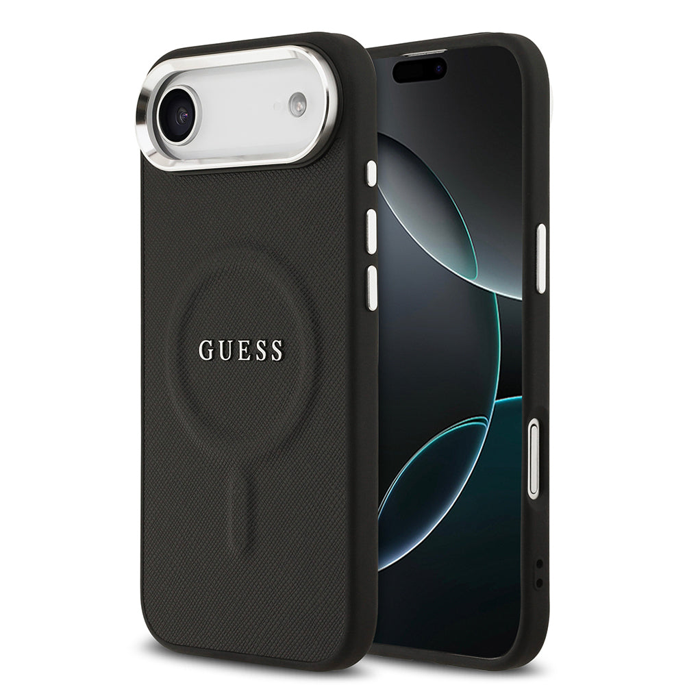 iPhone 17 Air Kılıf Guess Orjinal Lisanslı M-safe Şarj Özellikli Klasik Yazı Logolu PU Deri Kılıf