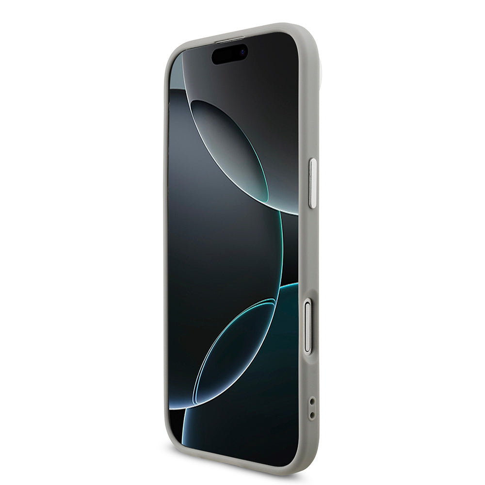 iPhone 17 Air Kılıf Guess Orjinal Lisanslı M-safe Şarj Özellikli Metal Kamera Çerçeveli Üçgen Logolu Glitter Kılıf