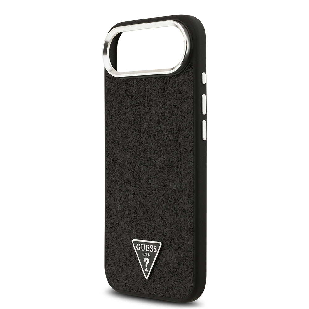 iPhone 17 Air Kılıf Guess Orjinal Lisanslı M-safe Şarj Özellikli Metal Kamera Çerçeveli Üçgen Logolu Glitter Kılıf