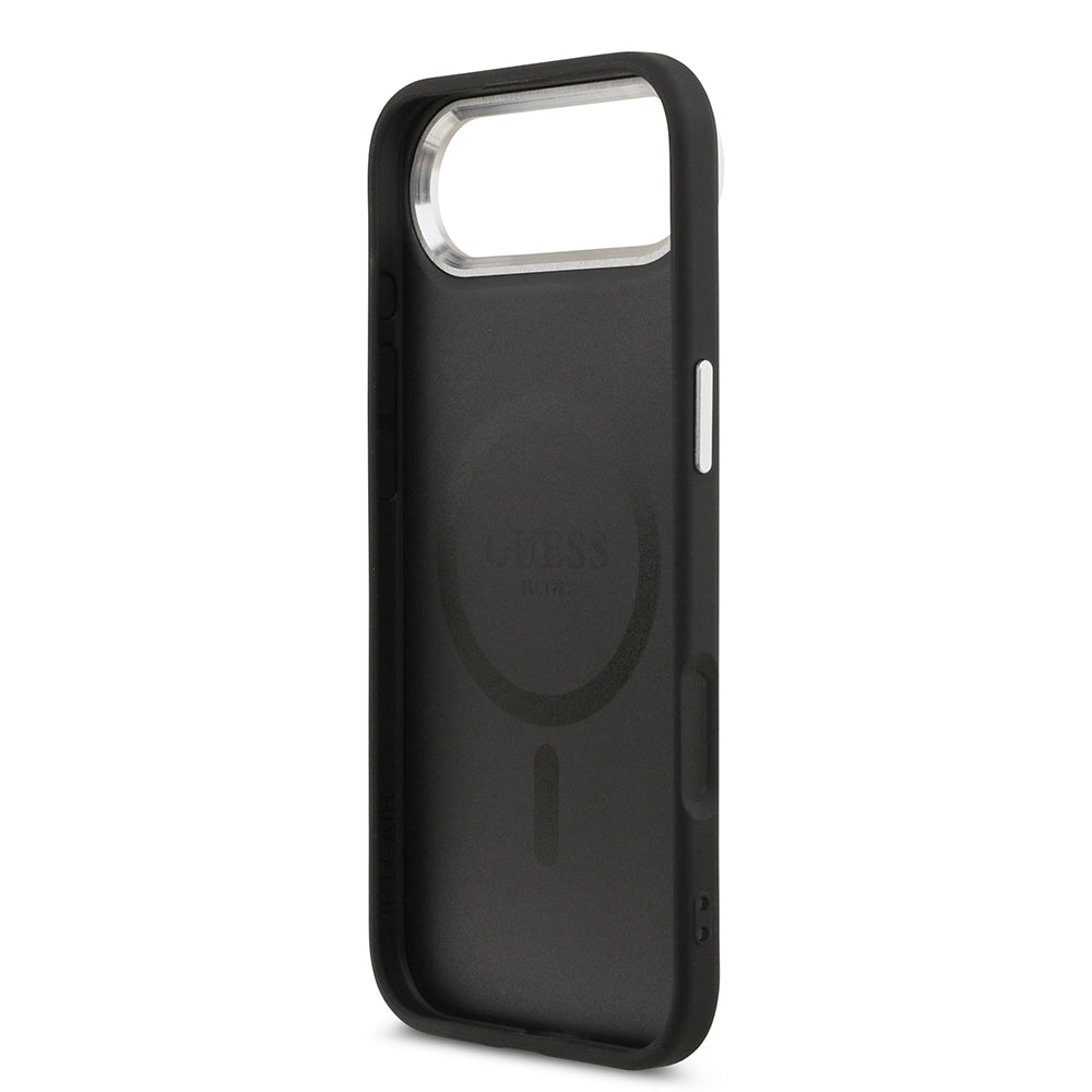 iPhone 17 Air Kılıf Guess Orjinal Lisanslı M-safe Şarj Özellikli PU Deri Metal Kamera Çerçeveli Üçgen Logolu Kılıf