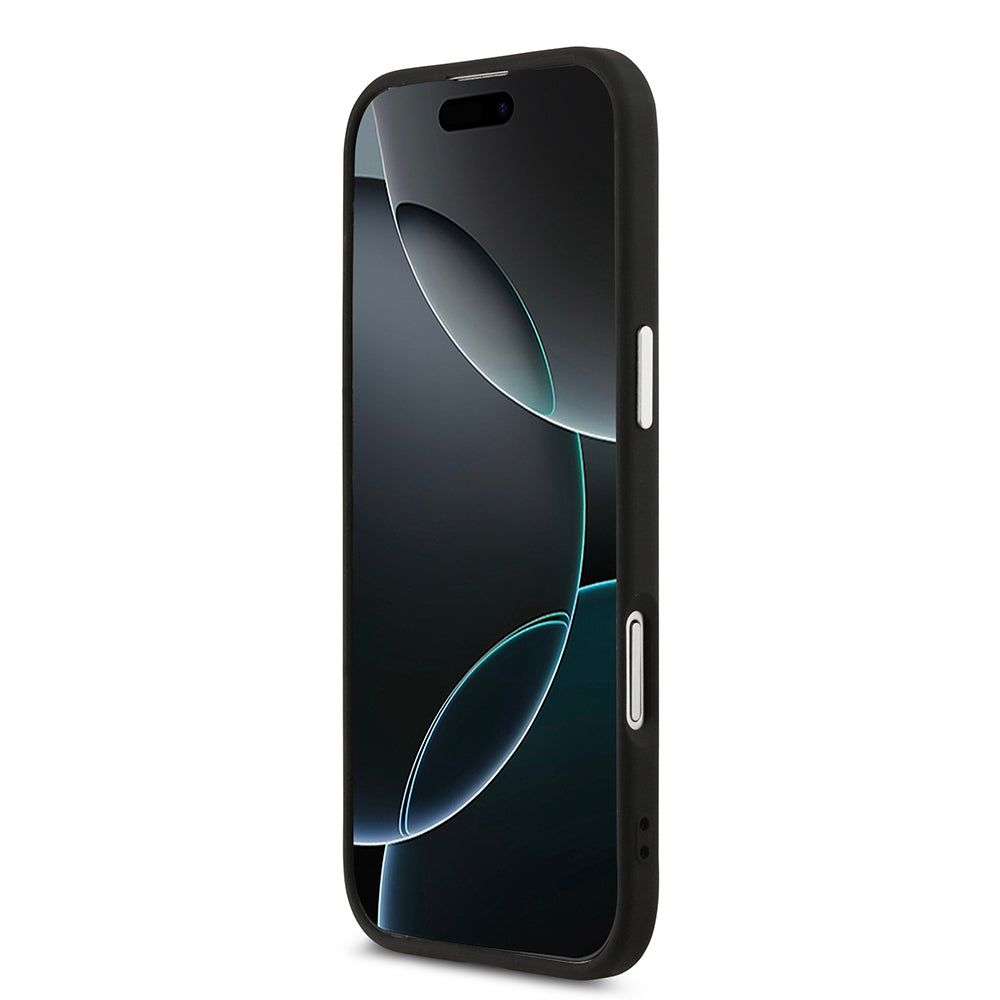 iPhone 17 Air Kılıf Guess Orjinal Lisanslı M-safe Şarj Özellikli PU Deri Metal Kamera Çerçeveli Üçgen Logolu Kılıf