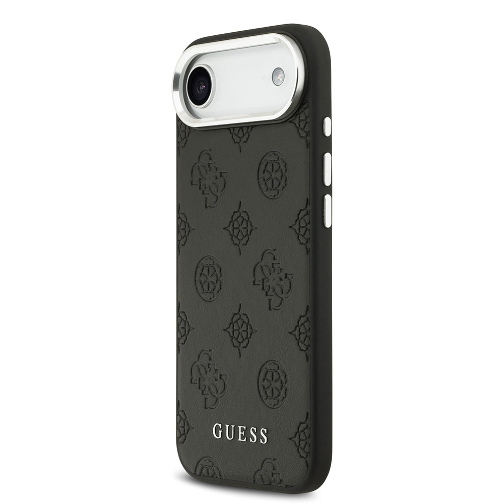 iPhone 17 Air Kılıf Guess Orjinal Lisanslı M-safe Şarj Özellikli Sıcak Baskılı Klasik Yazı Logolu PU Deri Peony Kılıf