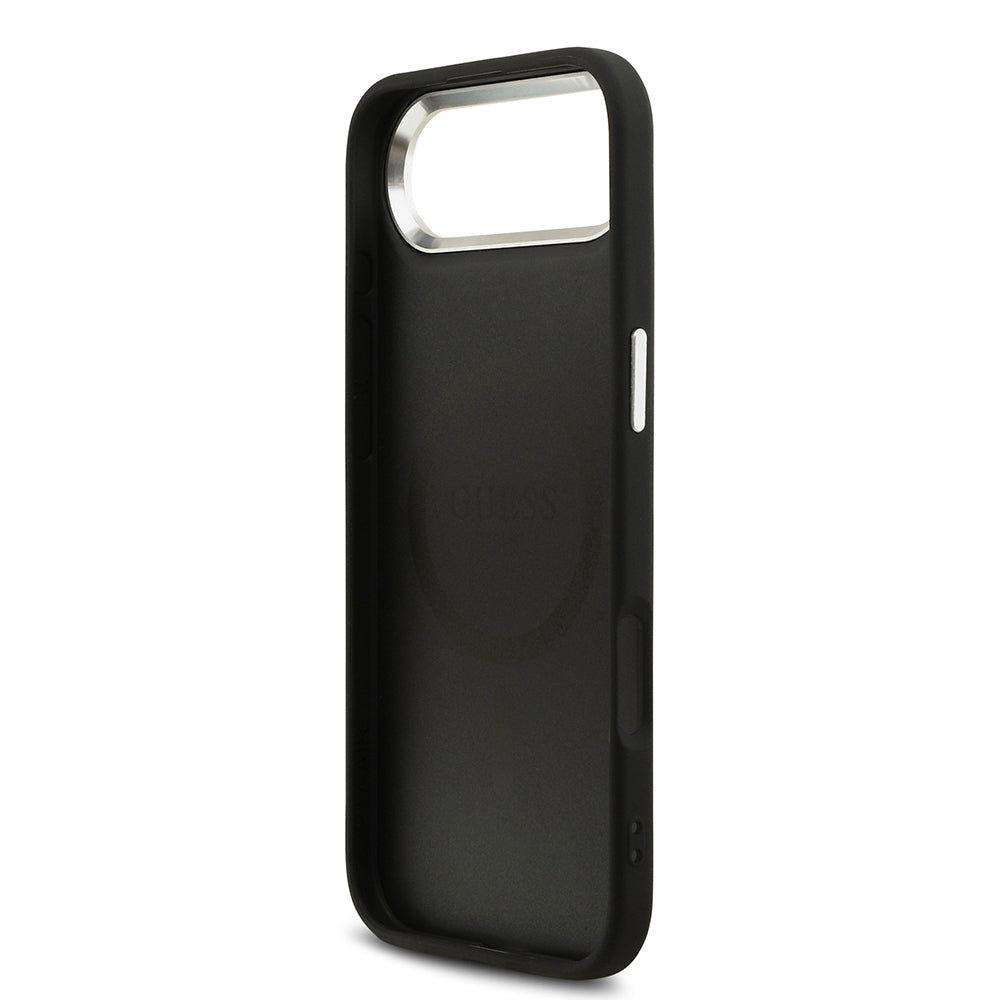 iPhone 17 Air Kılıf Guess Orjinal Lisanslı M-safe Şarj Özellikli Sıcak Baskılı Klasik Yazı Logolu PU Deri Peony Kılıf