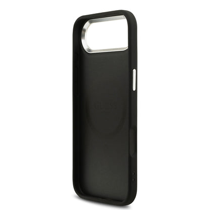 iPhone 17 Air Kılıf Guess Orjinal Lisanslı M-safe Şarj Özellikli Sıcak Baskılı Klasik Yazı Logolu PU Deri Peony Kılıf