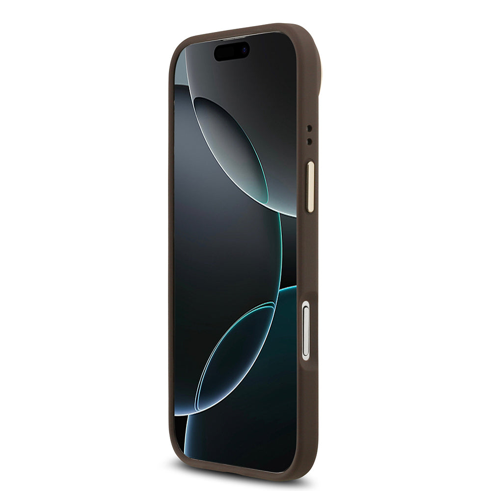 iPhone 17 Air Kılıf Guess Orjinal Lisanslı M-safe Şarj Özellikli Sıcak Baskılı Yazı Logolu PU Deri Peony Kılıf