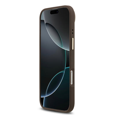 Apple iPhone 17 Air Kılıf Guess Orjinal Lisanslı M-safe Şarj Özellikli Sıcak Baskılı Yazı Logolu PU Deri Peony Kapak Siyah