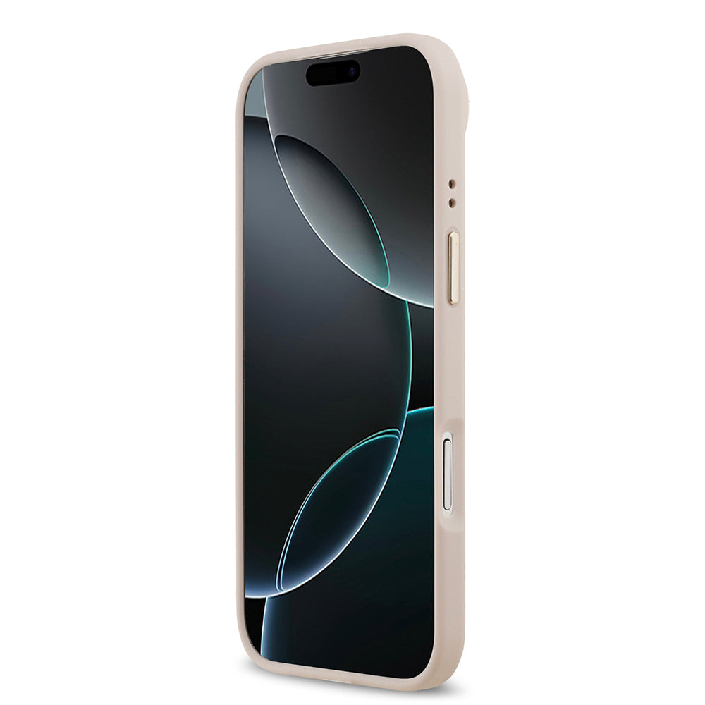 iPhone 17 Air Kılıf Guess Orjinal Lisanslı M-safe Şarj Özellikli Sıcak Baskılı Yazı Logolu PU Deri Peony Kılıf