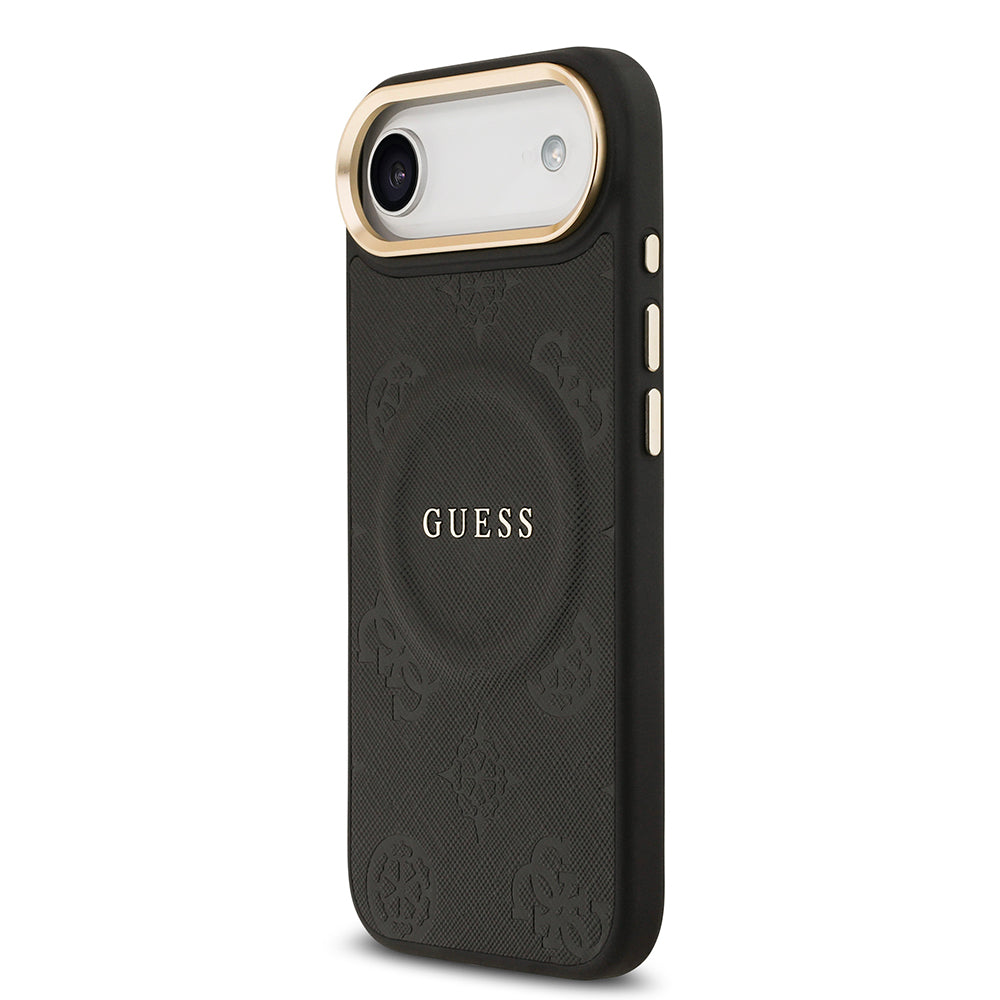 iPhone 17 Air Kılıf Guess Orjinal Lisanslı M-safe Şarj Özellikli Sıcak Baskılı Yazı Logolu PU Deri Peony Kılıf