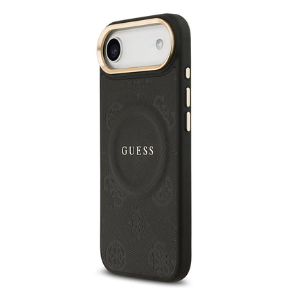 iPhone 17 Air Kılıf Guess Orjinal Lisanslı M-safe Şarj Özellikli Sıcak Baskılı Yazı Logolu PU Deri Peony Kılıf
