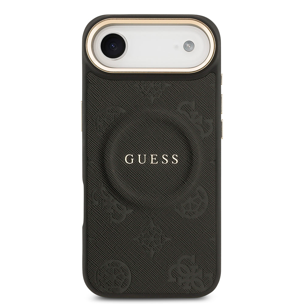 iPhone 17 Air Kılıf Guess Orjinal Lisanslı M-safe Şarj Özellikli Sıcak Baskılı Yazı Logolu PU Deri Peony Kılıf