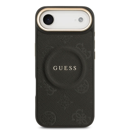 iPhone 17 Air Kılıf Guess Orjinal Lisanslı M-safe Şarj Özellikli Sıcak Baskılı Yazı Logolu PU Deri Peony Kılıf