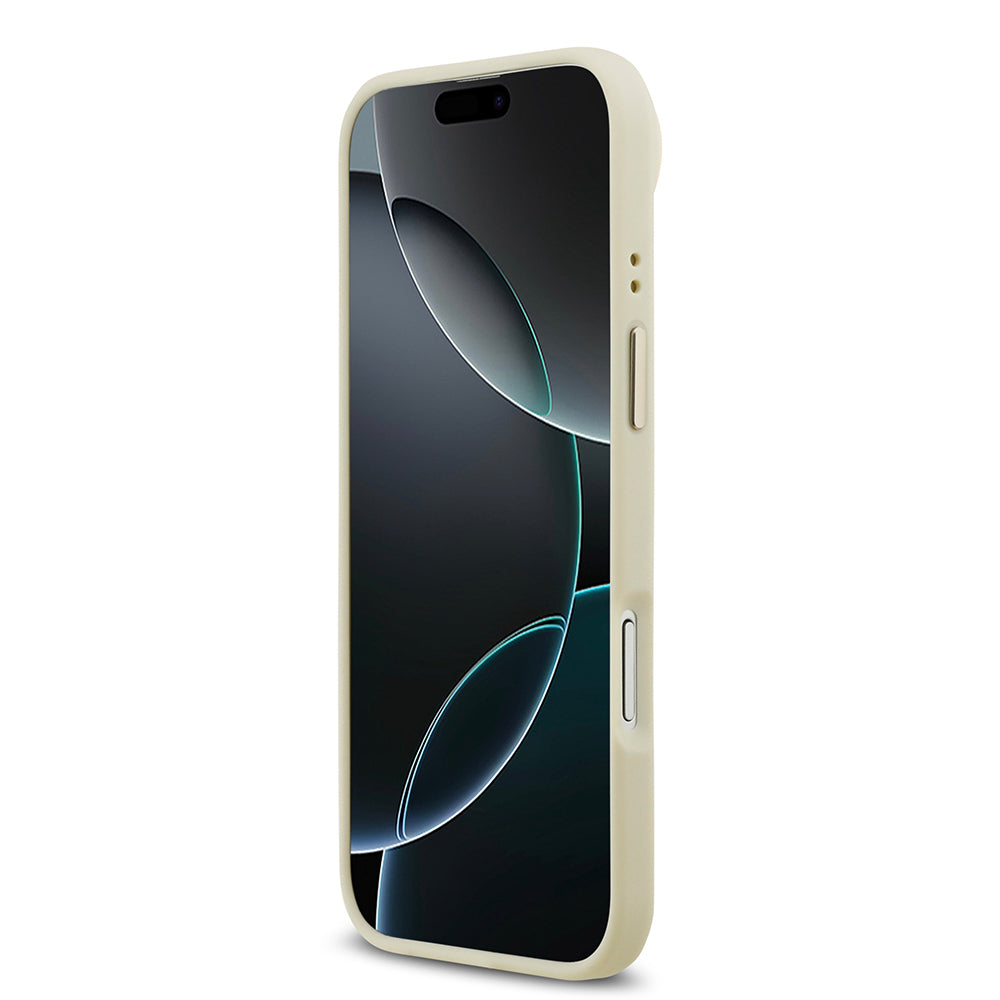 iPhone 17 Air Kılıf Guess Orjinal Lisanslı M-safe Şarj Özellikli Sıcak Baskılı Yazı Logolu PU Deri Peony Kılıf