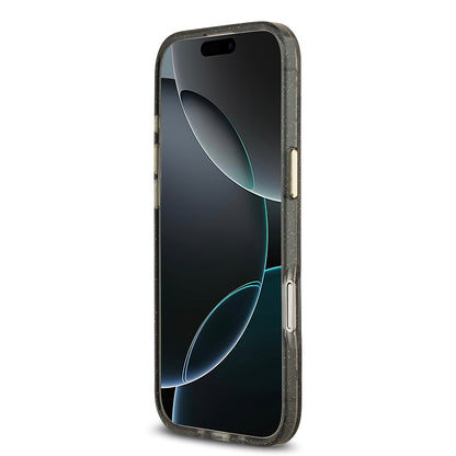 iPhone 17 Air Kılıf Guess Orjinal Lisanslı M-safe Şarj Özellikli Simli Çiçek Desenli Metal Kamera Çerçeveli Üçgen Logolu Kılıf