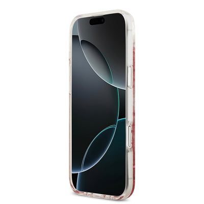 Apple iPhone 17 Air Kılıf Guess Orjinal Lisanslı M-safe Şarj Özellikli Transparan Resin Bottom Kapak Pembe